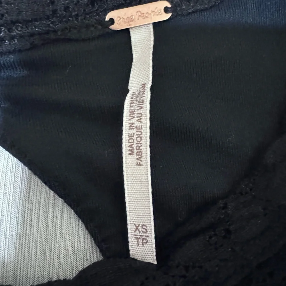 Free People Black Square-Neck Puff Sleeve Crop Top